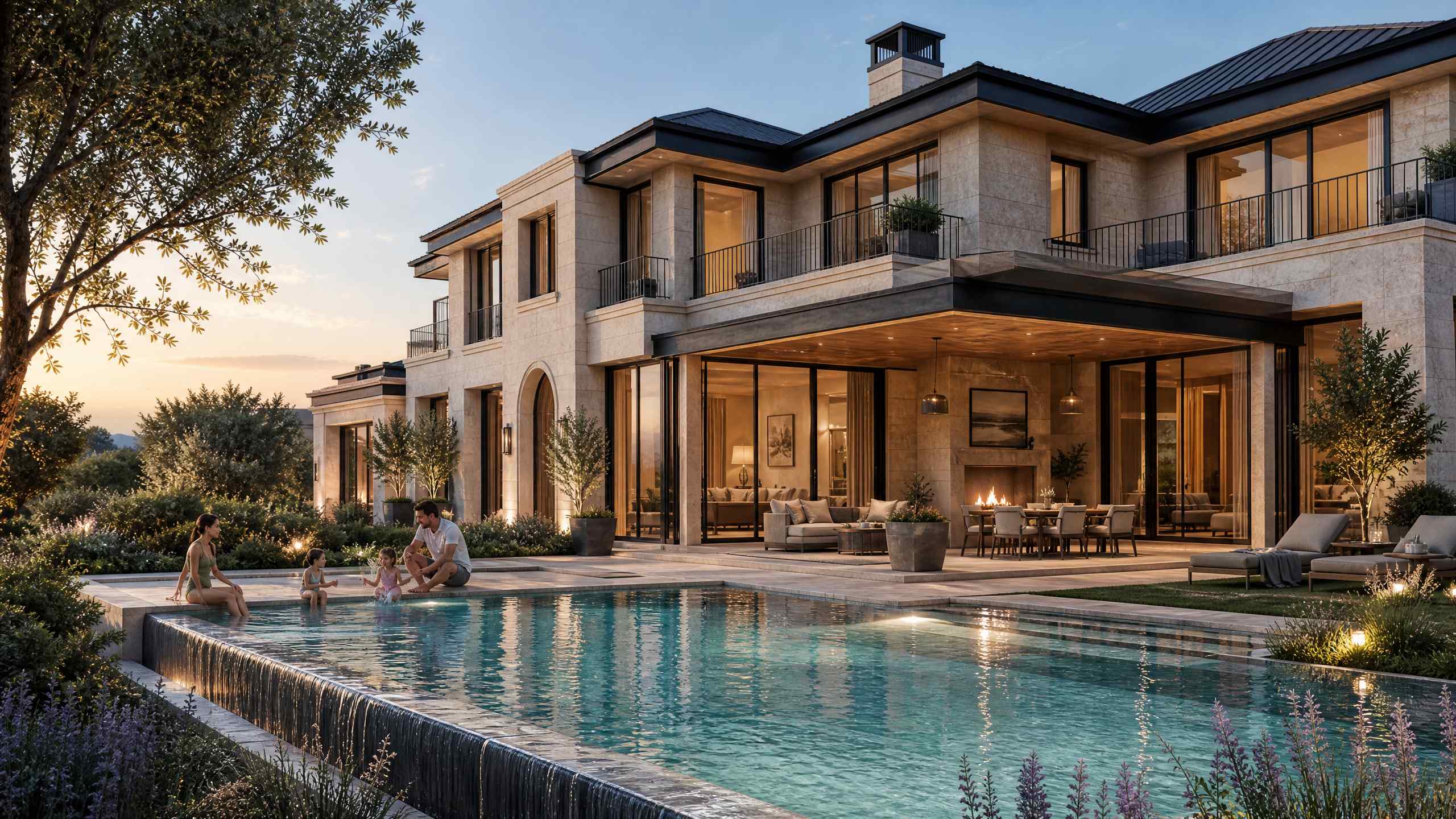 Modern villa havuzlu dış cephe